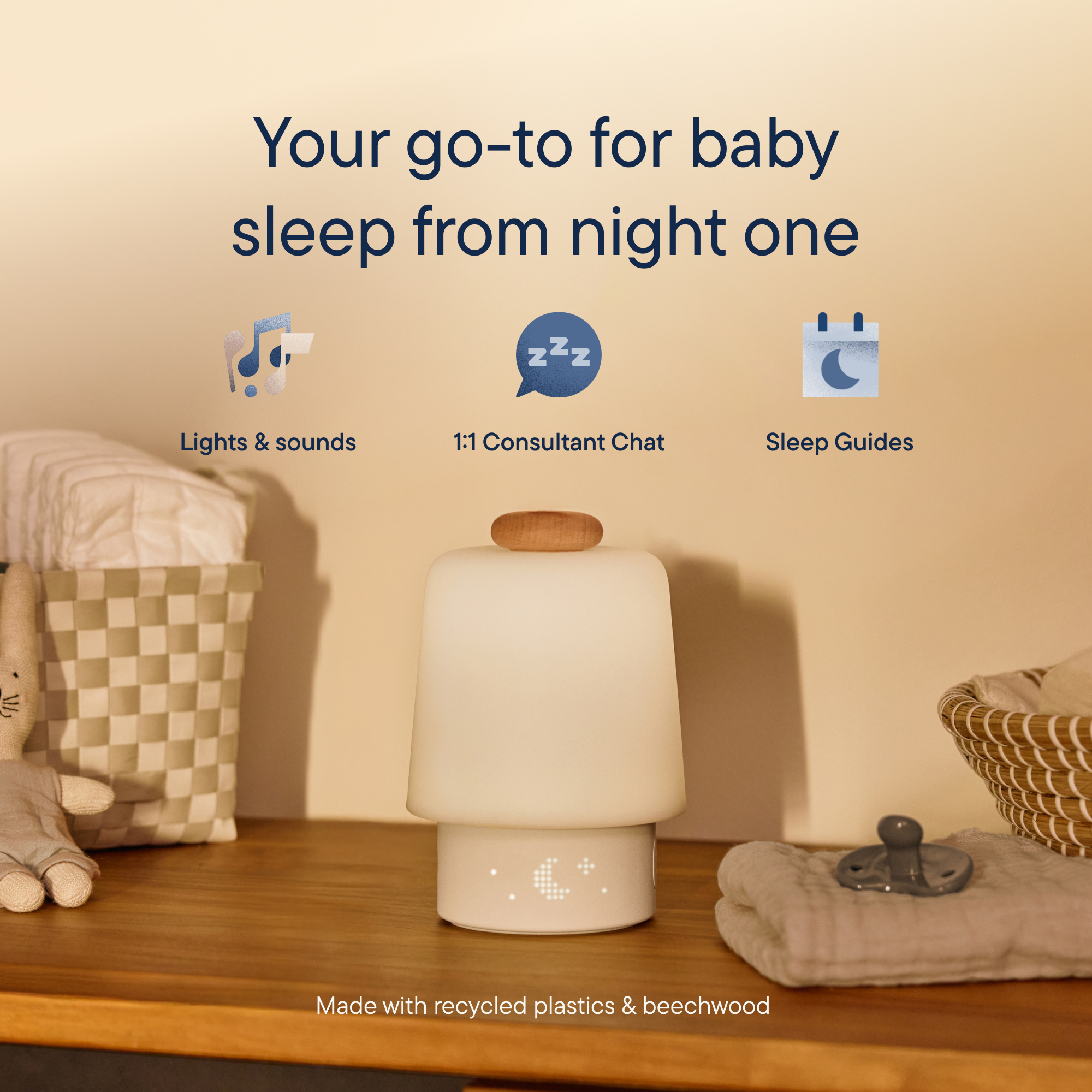 Hatch Hatch Baby Sleep Bundle: Home & Travel Sound Machines - Beechwood & Putty.