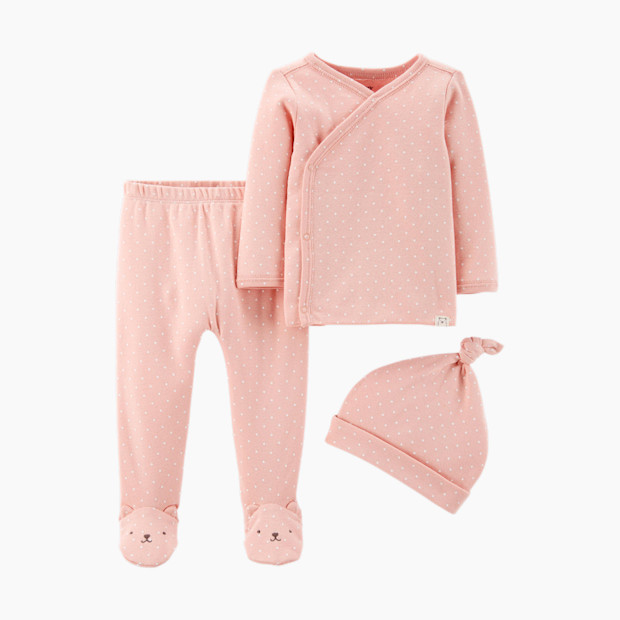 Carter's 3-Piece Wrap Set - Pink Polka Dots, Newborn.