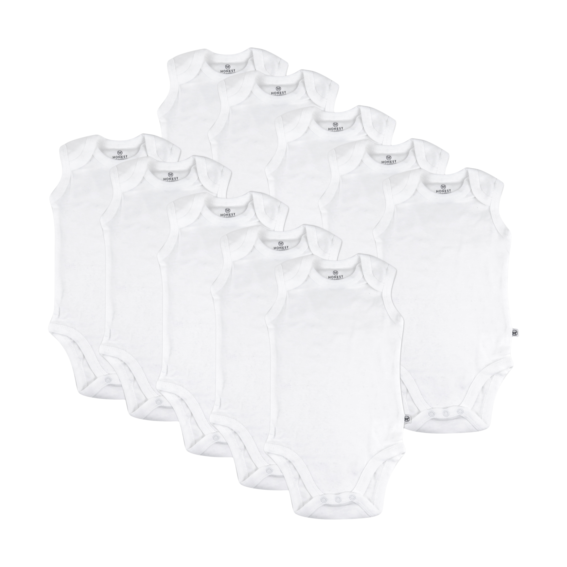 Honest Baby Clothing 10-Pack Organic Cotton Sleeveless Bodysuits, Honestly Pure White.