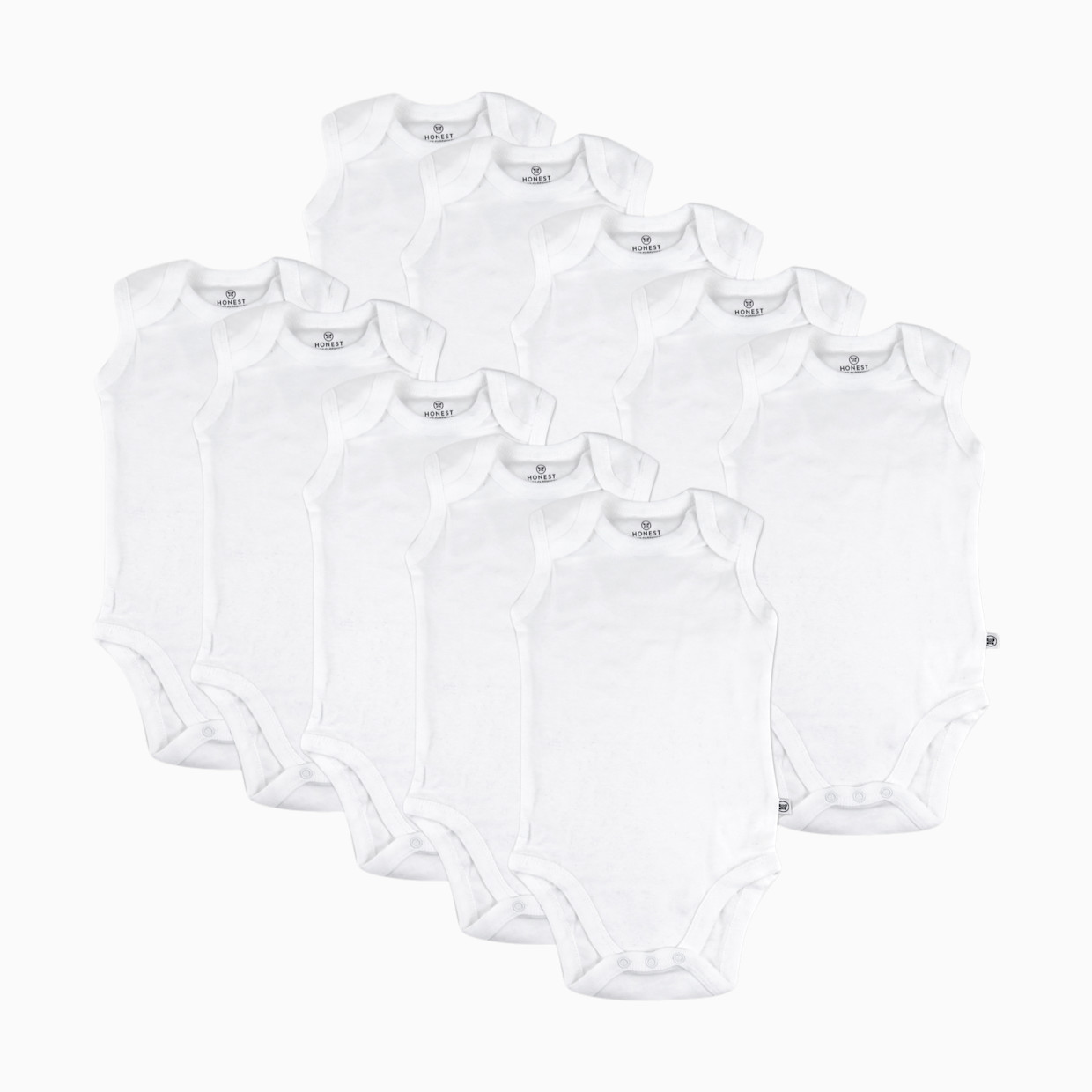 Honest Baby Clothing 10-Pack Organic Cotton Sleeveless Bodysuits, Honestly Pure White - Honestly Pure White, 0-3 M.