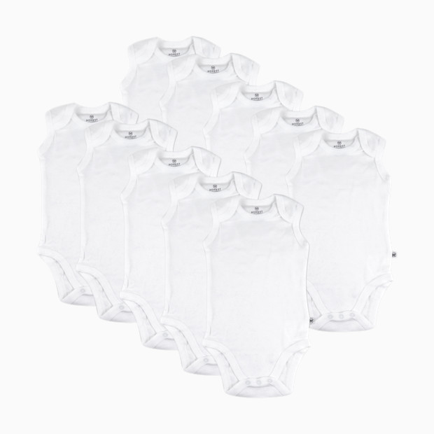 Honest Baby Clothing 10-Pack Organic Cotton Sleeveless Bodysuits, Honestly Pure White.