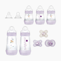 MAM Newborn Essentials Must Have for 0-3 Months, Matte Feeding Set, Easy Start Anti-Colic Bottles 5oz, Self-Sterilizing, Baby Gift, Pacifiers, Skinsoft Silicone Nipples, 10 Pieces for Girl
