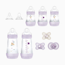 MAM Newborn Essentials Must Have for 0-3 Months, Matte Feeding Set, Easy Start Anti-Colic Bottles 5oz, Self-Sterilizing, Baby Gift, Pacifiers, Skinsoft Silicone Nipples, 10 Pieces for Girl