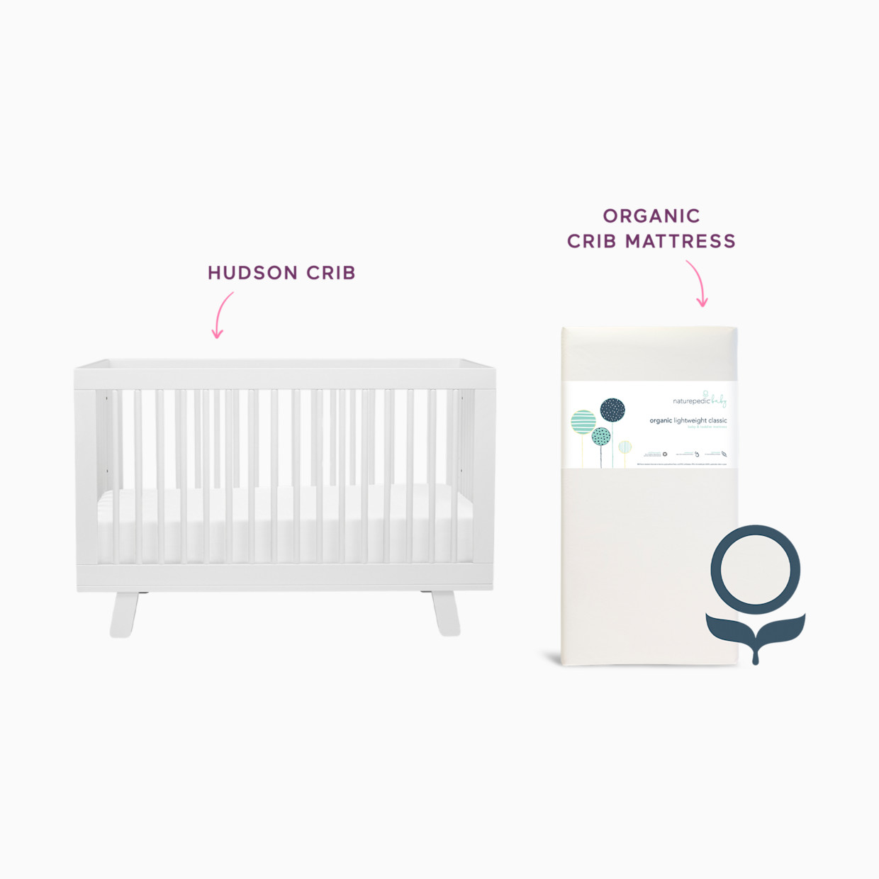 babyletto x Naturepedic Hudson Crib & Organic Mattress Bundle.