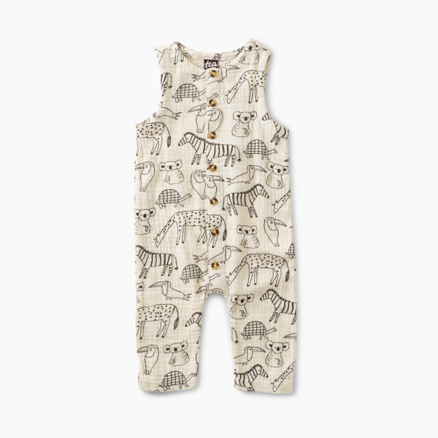 Tea Collection Sleeveless Romper - Tropical Animals, 0-3 Months.