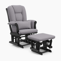 Storkcraft Tuscany Custom Glider and Ottoman with Free Lumbar Pillow (Black/Slate Gray Swirl) - Cleanable Upholstered Comfort Rocking Nursery Chair with Ottoman