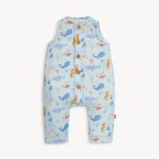 Deep Sea Jubilee Cotton Gauze Magnetic Sleeveless Romper.