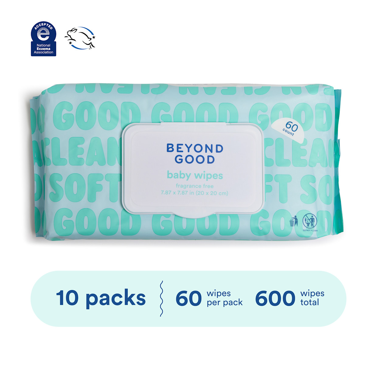 Beyond Good 99% Purified Water Baby Wipes - Fragrance Free, 600 Count.