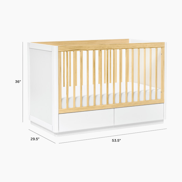 babyletto Bento 3-in-1 Storage Crib with Toddler Bed Conversion Kit - White/Natural.