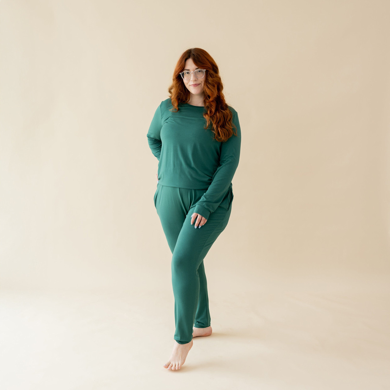Kyte Baby Women's Jogger Pajama Set - Emerald, Medium.