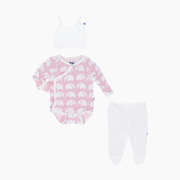 KicKee Pants Essentials Wrap Ruffle Gift Set - Lotus Elephant, 0-3 Months.