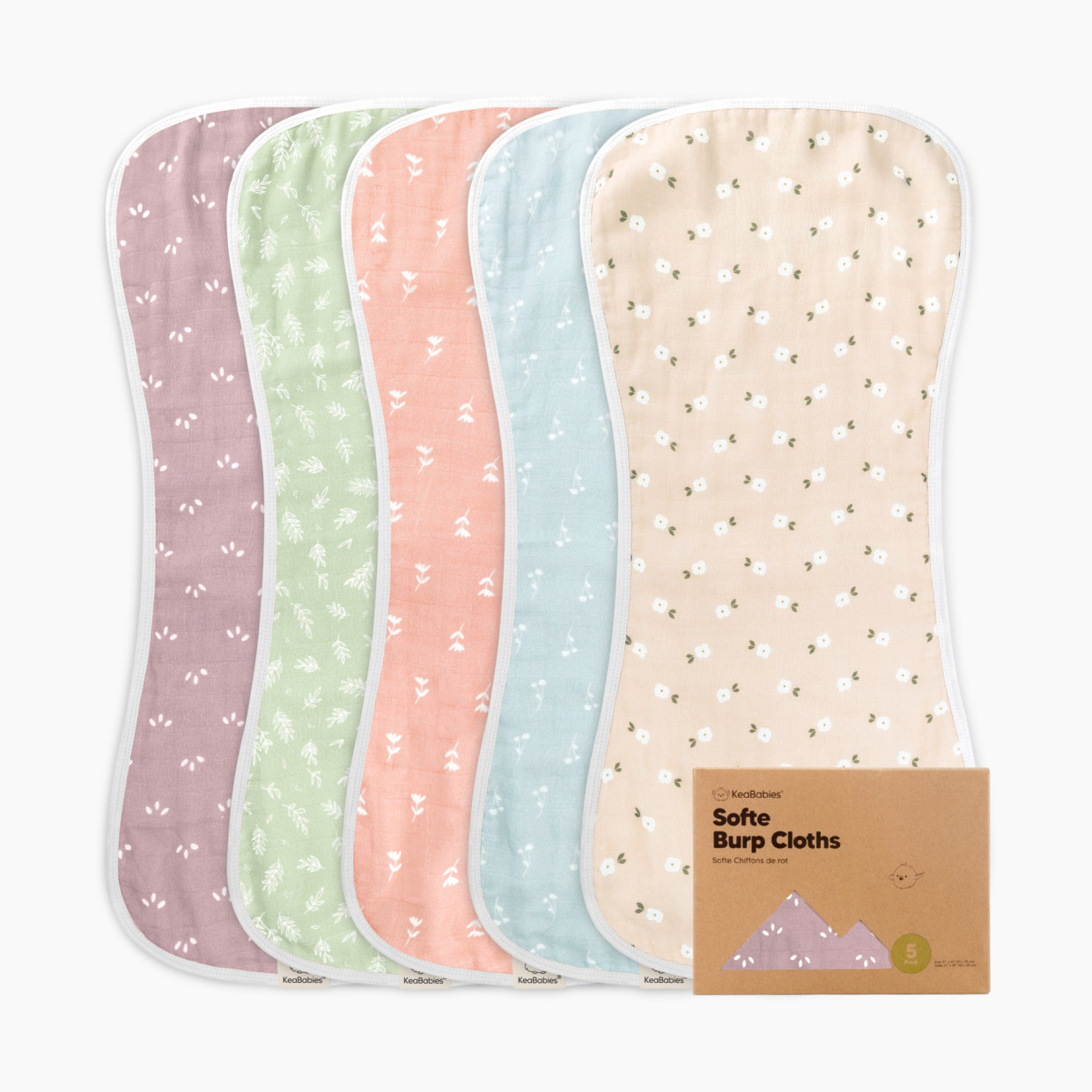 KeaBabies Softe Muslin Baby Burp Cloth - Blooms, 5.