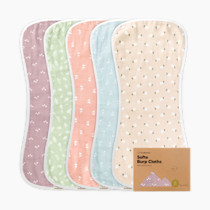 5-Pack Muslin Burp Cloths Baby Boy, Girl - Very Absorbent Baby Burp Cloth Rags, 8-Layers Viscose Derived from Bamboo Cotton Muslin Towel, Super Soft Spit Up Rags, No Shrink Washcloths (Blooms)