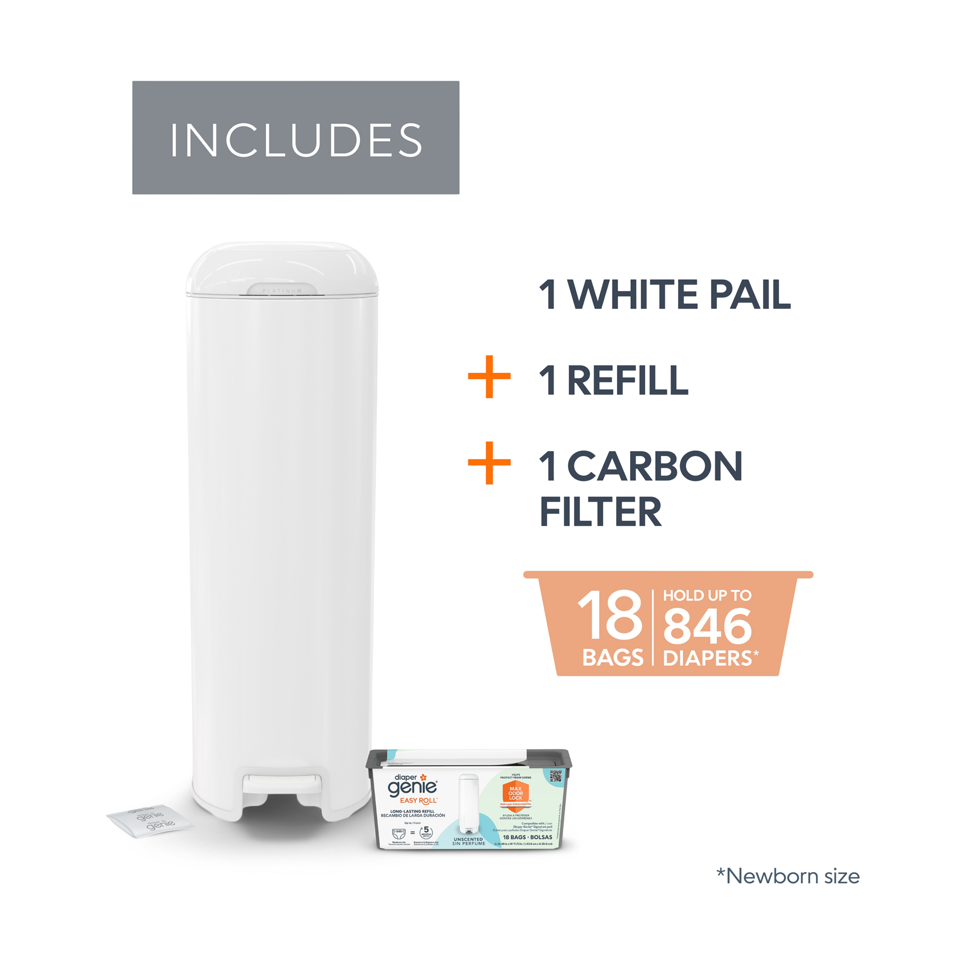 Diaper Genie Platinum Stainless Steel Diaper Pail with Easy Roll Refill