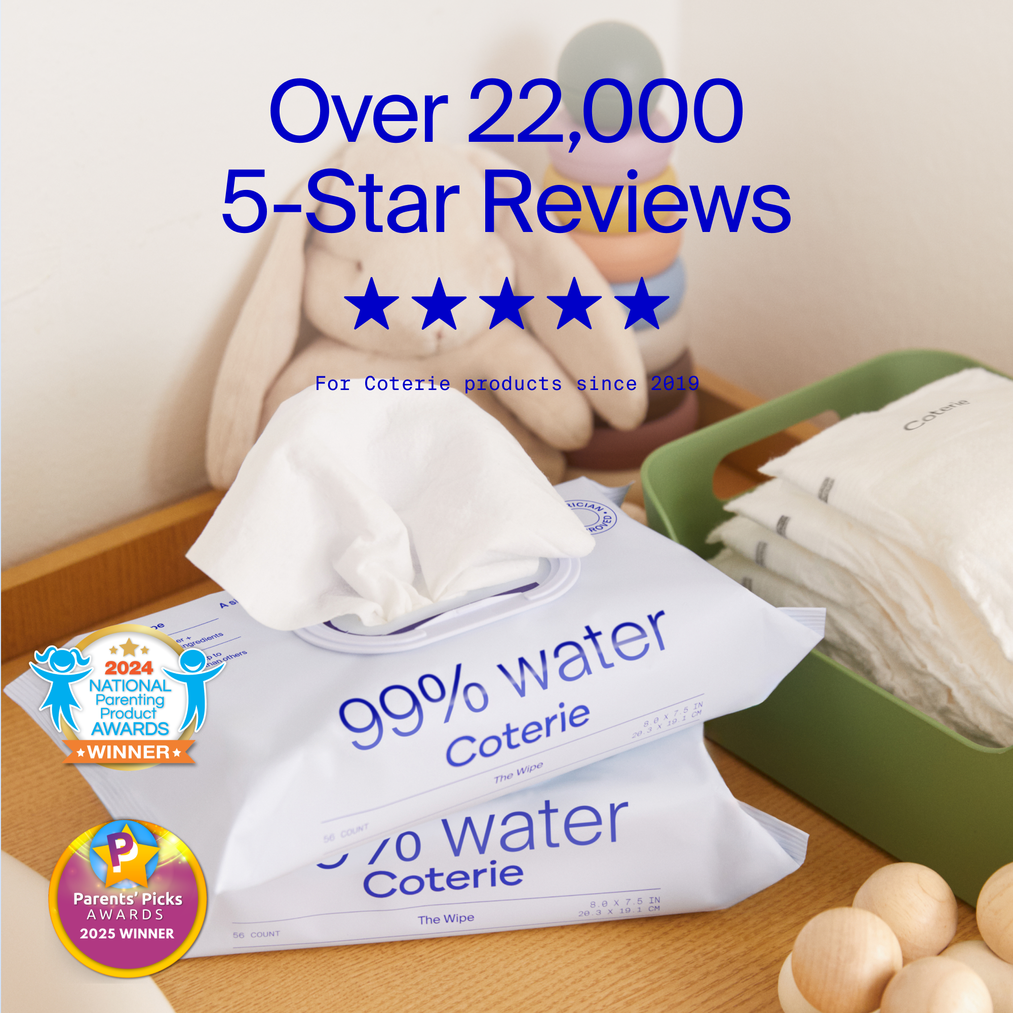 Coterie Baby Wipes - 224 Count.