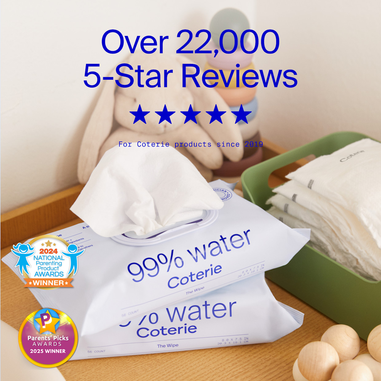 Coterie Baby Wipes - 224 Count.