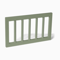 Side view of olive green spindle guardrail