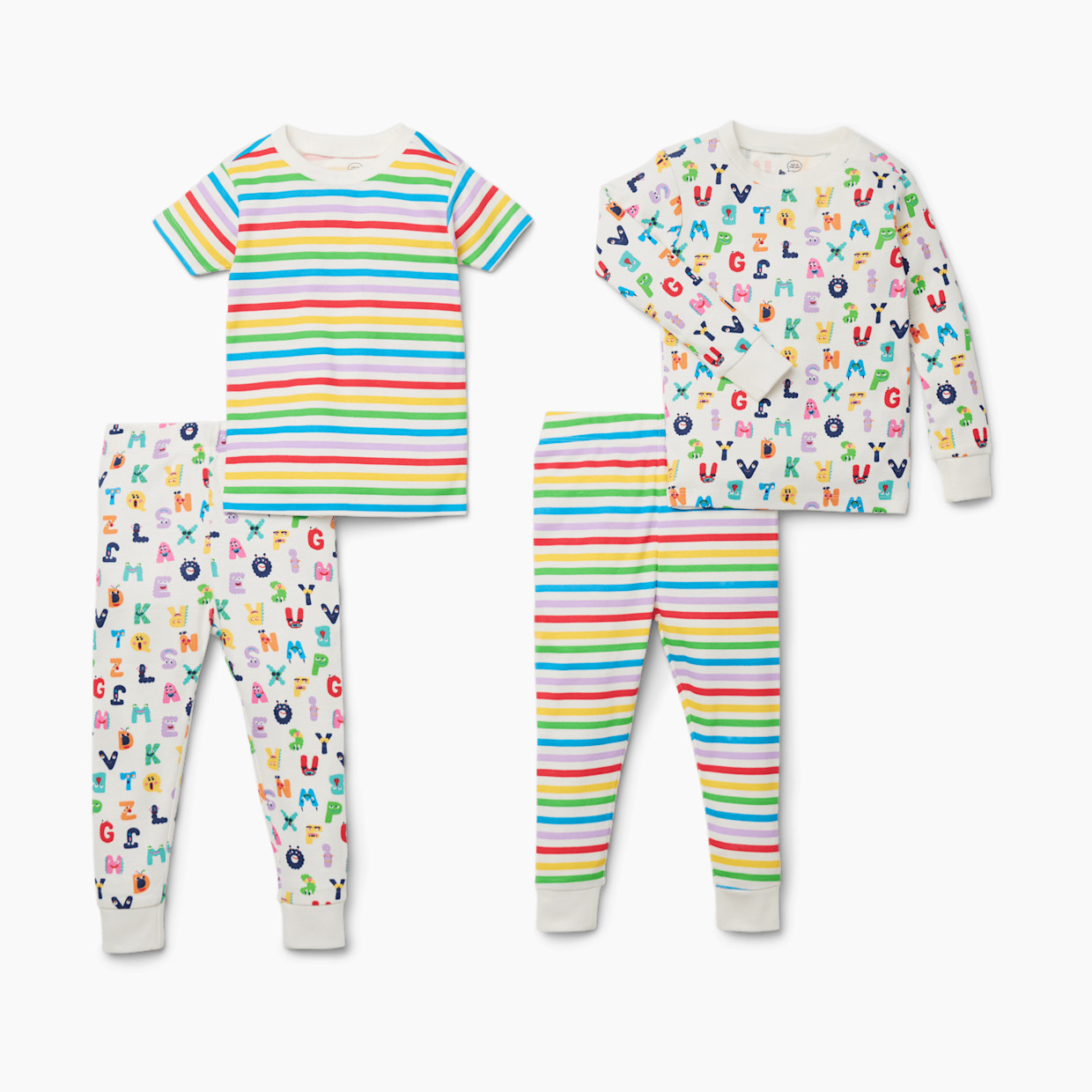 Small Story Pajamas Set 2 Pack - Alphabet Monsters, 4 T.