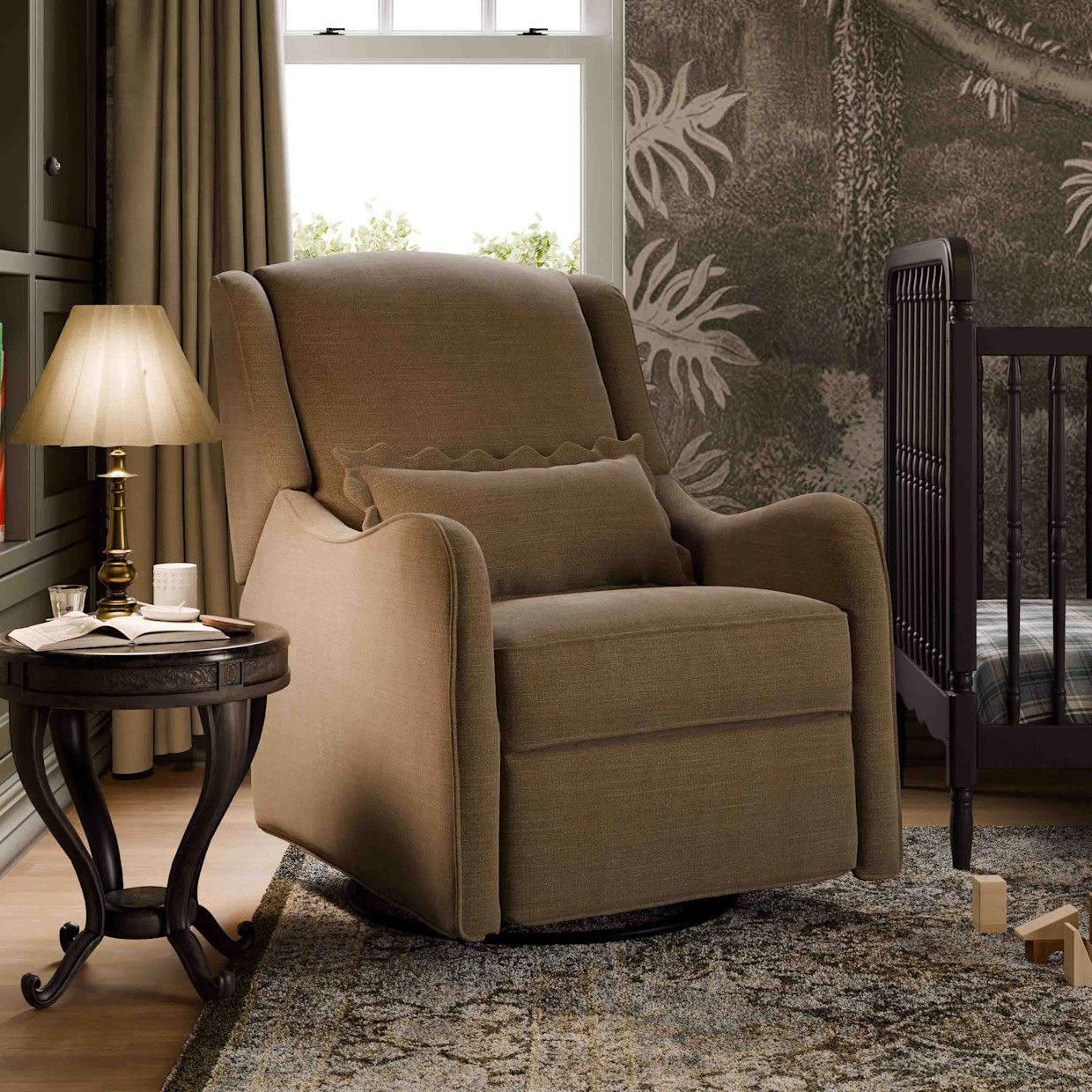 Namesake Devon Recliner and Swivel Glider - Performance Truffle Eco-Basketweave.