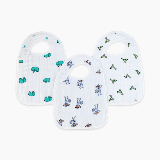 Aden + Anais Cotton Muslin Snap Bibs (3 Pack) - Jungle Jam.