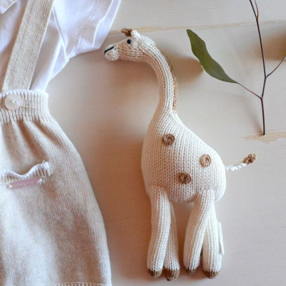 Estella Organic Cotton Handmade Baby Rattle - Giraffe.
