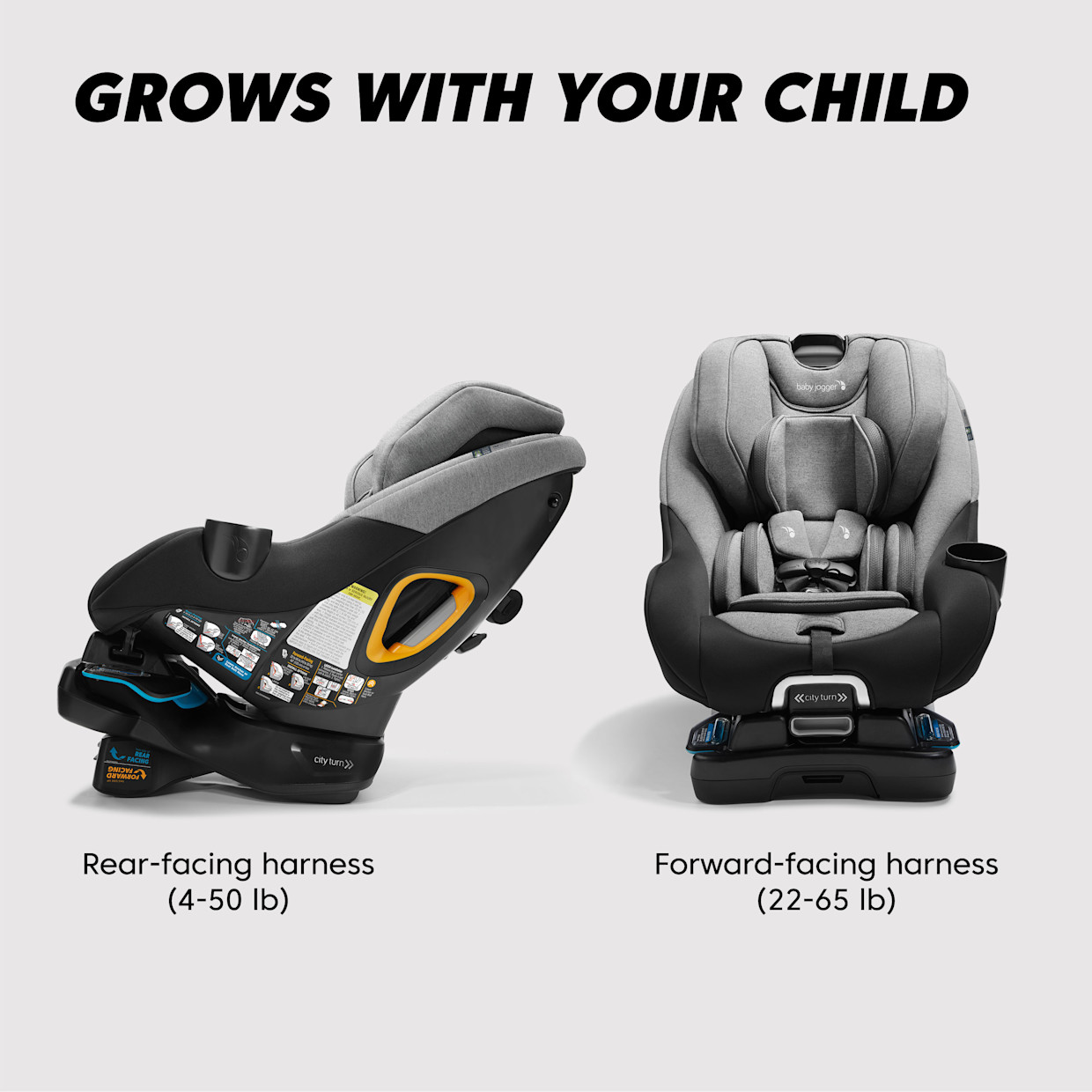 Baby Jogger City Turn Rotating Convertible Car Seat - Onyx Black.