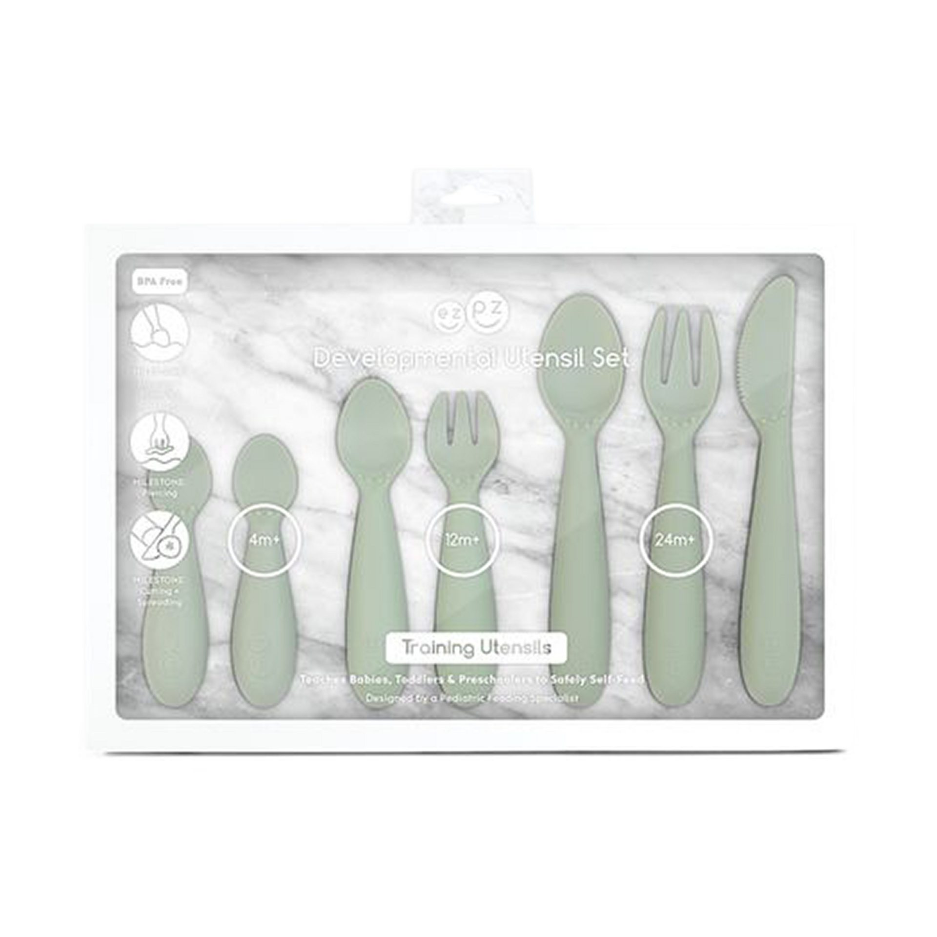 ezpz Developmental Utensil Set - Sage.