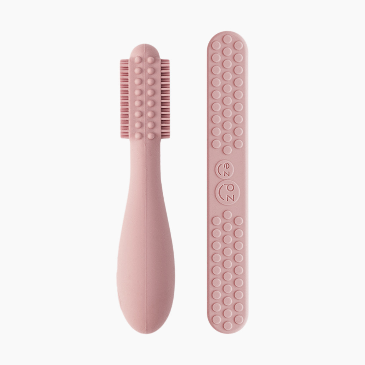 ezpz Baby-Led Toothbrush + Sensory Tongue Depressor Dual Pack - Blush.
