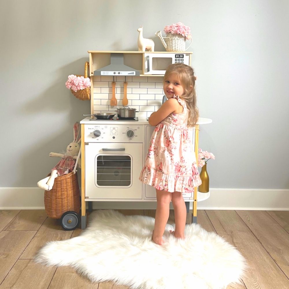 Tiny Land Play Kitchen with 18 Pieces Toy Food & Cookware Accessories.