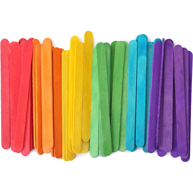 Wooden Rainbow Colored Popsicle Sticks.