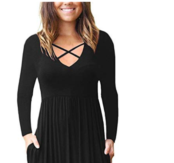EZBELLE Women's Sleeveless Racerback and Long Sleeve Maxi Dresses with Pockets - $22.99.