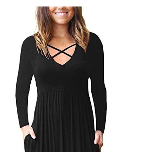 EZBELLE Women's Sleeveless Racerback and Long Sleeve Maxi Dresses with Pockets - $22.99.