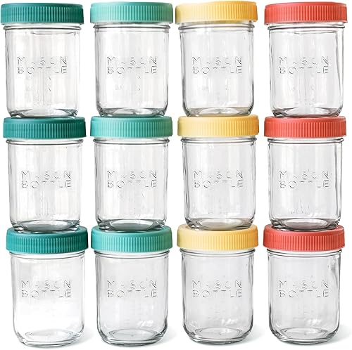 Mason Bottle Breast Milk Storage Jars 8oz, 12-Pack.