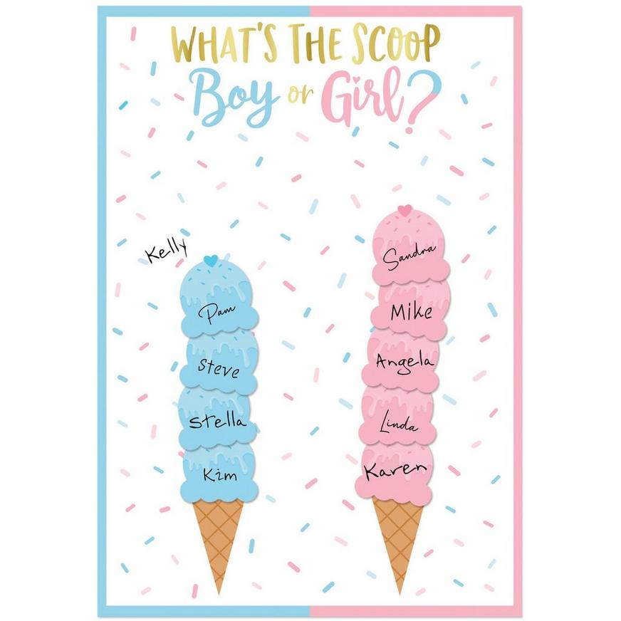 Big Reveal Ice Cream-Themed Gender Reveal Voting Board.