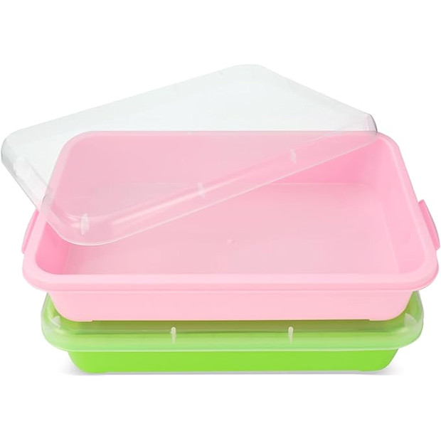 AtMini Sensory Bin Sand Tray with Lid for Toddlers (2-Pack).