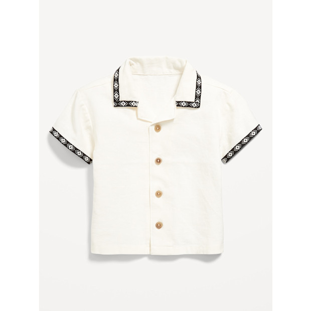 Short-Sleeve Linen-Blend Shirt for Baby.