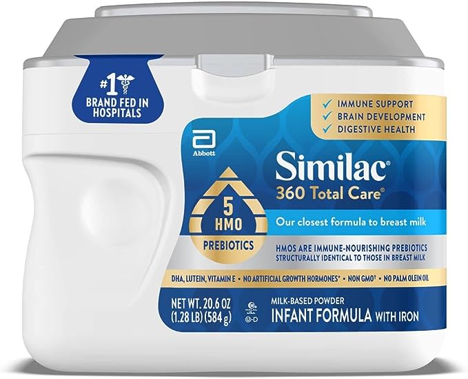 Similac Similac® 360 Total Care®* Infant Formula, Has 5 HMO Prebiotics, Our Closest Prebiotic Blend to Breast Milk, Non-GMO,‡ Baby Formula Powder, 20.6-oz Tub - 20.6 oz (1 Count) - $34.98.