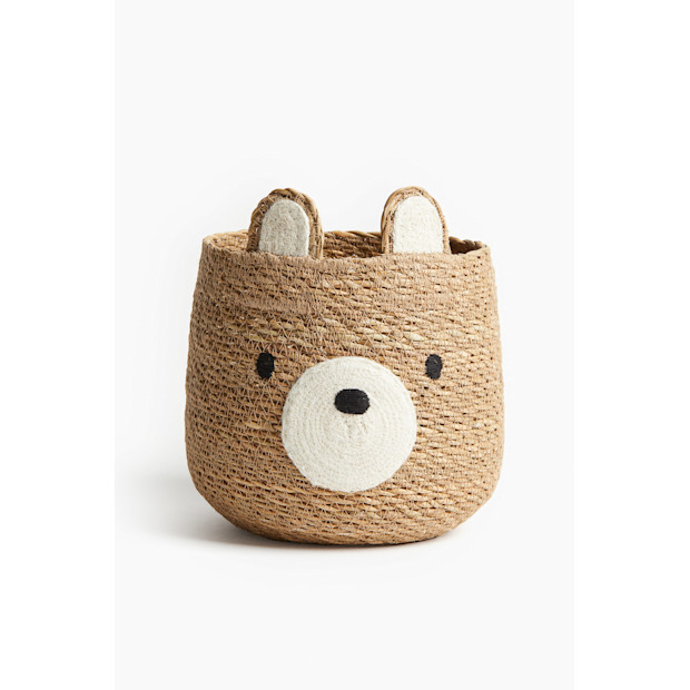 Bear-Shaped Jute Storage Basket.
