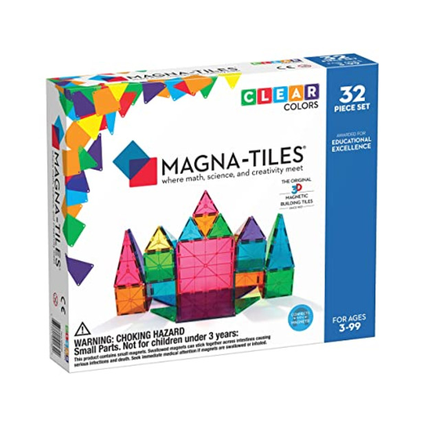 Magna-Tiles Magna-Tiles 32-Piece Clear Colors Set.