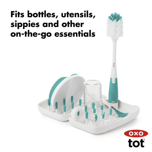 OXO Tot On-The-Go Drying Rack & Bottle Brush - Teal.