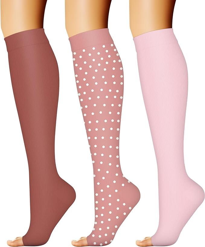 CHARMKING 3 Pairs Open Toe Compression Socks
