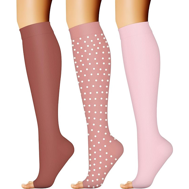 CHARMKING 3 Pairs Open Toe Compression Socks