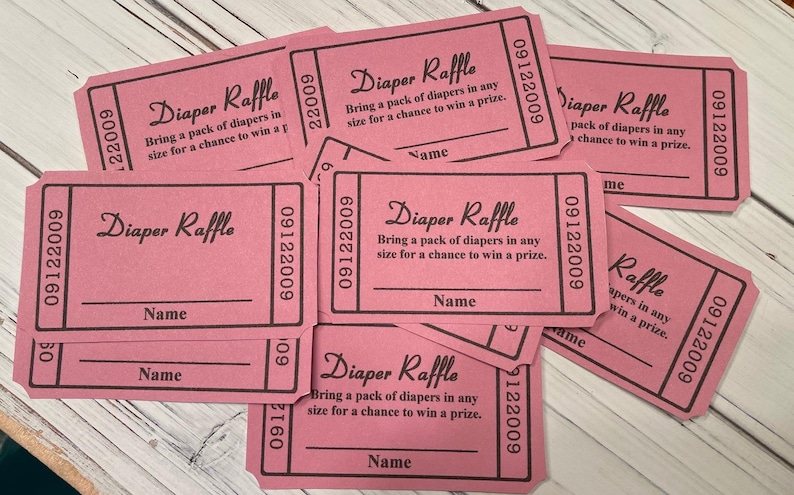  Baby Shower Diaper Raffle Tickets.