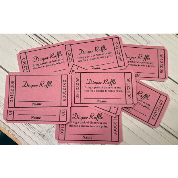 Baby Shower Diaper Raffle Tickets.