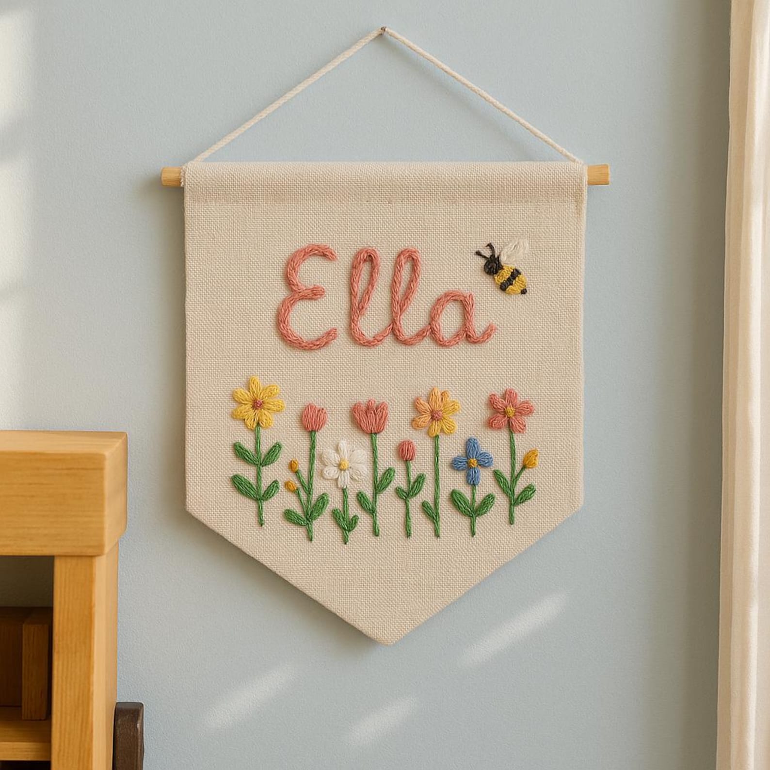 Custom Name Embroidery Hanging.