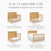 4-in-1 Convertible Crib with four setup options shown in diagrams