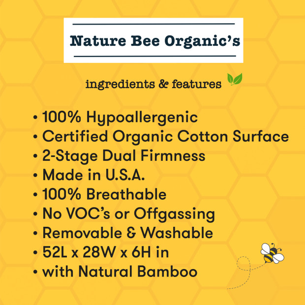 Nature Bee Organic's Ultra Breathable 2-Stage Crib & Toddler Mattress - Organic White, Crib Mattress.