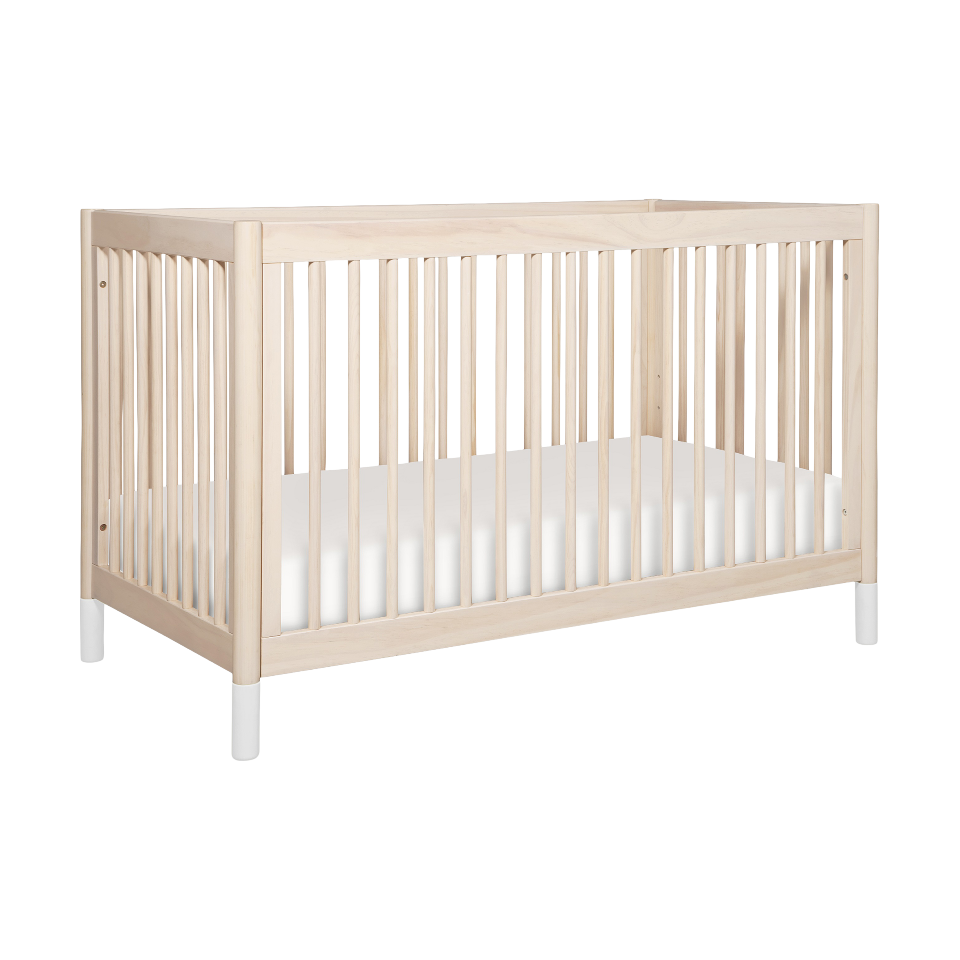 Babyletto Gelato 4-in-1 Convertible Baby Crib with Wooden Toddler Bed, Daybed & Full-Size Bed Conversion - GREENGUARD Gold Certified - 4 Adjustable Mattress Heights - Washed Natural & White