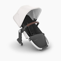 UPPAbaby RumbleSeat V2+ Second Lower Seat/Compatible with Vista V2 and Vista V3 / Adapters, Bumper Bar, Bug Shield Included/Bryce (White Marl/Silver Frame/Chestnut Leather)