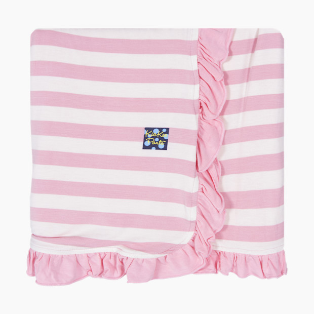 KicKee Pants Essentials Print Ruffle Stroller Blanket - Lotus Stripe.